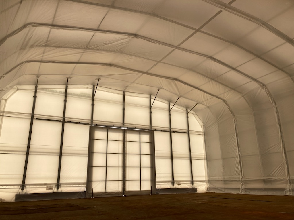 環境対策用固定式テント倉庫工事