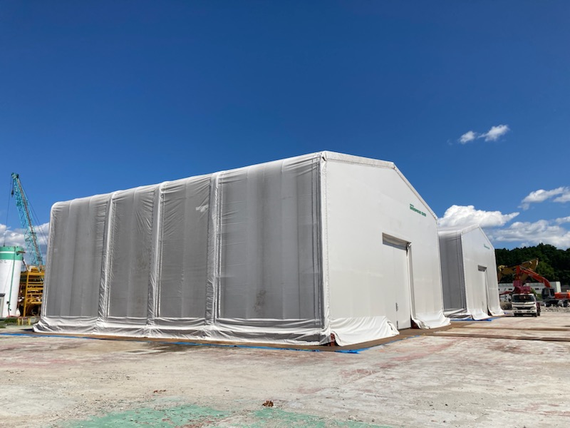 環境対策用固定式テント倉庫工事